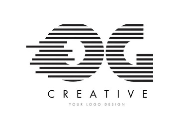 OG O G Zebra Letter Logo Design with Black and White Stripes