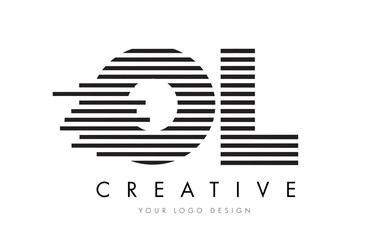 OL O L Zebra Letter Logo Design with Black and White Stripes