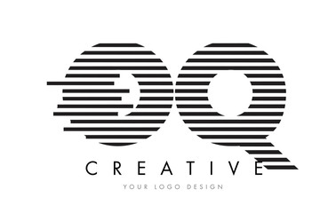 OQ O Q Zebra Letter Logo Design with Black and White Stripes