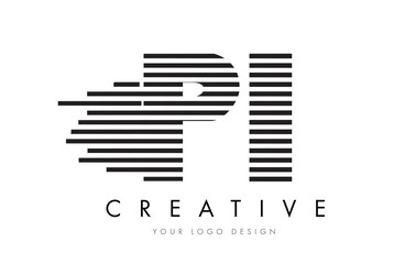 PI P I Zebra Letter Logo Design with Black and White Stripes - obrazy, fototapety, plakaty