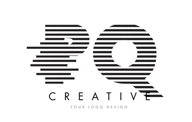 PQ P Q Zebra Letter Logo Design with Black and White Stripes