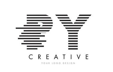 PY P Y Zebra Letter Logo Design with Black and White Stripes