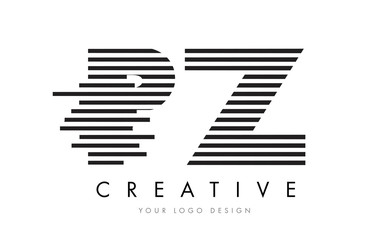 PZ P Z Zebra Letter Logo Design with Black and White Stripes