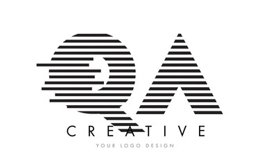 QA Q A Zebra Letter Logo Design with Black and White Stripes