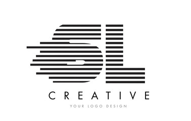 SL S L Zebra Letter Logo Design with Black and White Stripes
