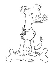 Cartoon image of happy dog. An artistic freehand picture.