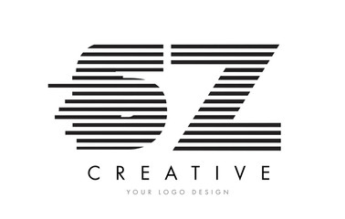 SZ S Z Zebra Letter Logo Design with Black and White Stripes