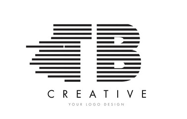 TB T B Zebra Letter Logo Design with Black and White Stripes