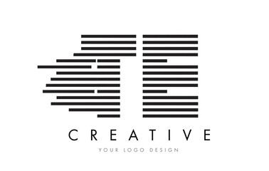 TE T E Zebra Letter Logo Design with Black and White Stripes