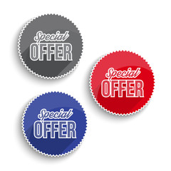 Set of color special offer buttons or badges. Vector illustration.