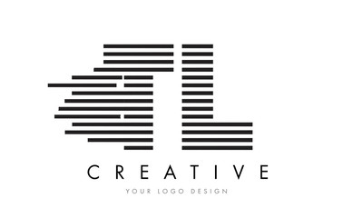 TL T L Zebra Letter Logo Design with Black and White Stripes