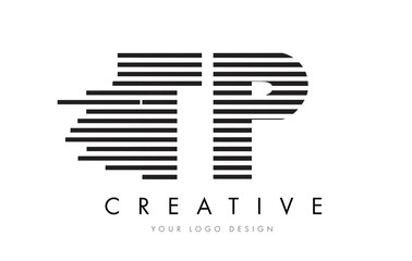 TP T P Zebra Letter Logo Design with Black and White Stripes