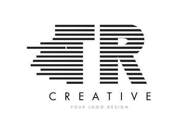 TR T R Zebra Letter Logo Design with Black and White Stripes