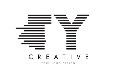 TY T Y Zebra Letter Logo Design with Black and White Stripes