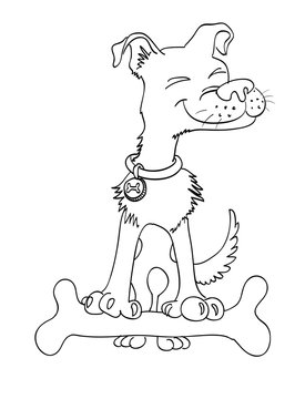 Cartoon image of happy dog. An artistic freehand picture.