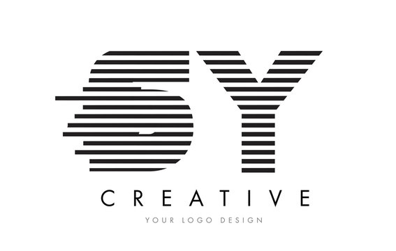 SY S Y Zebra Letter Logo Design with Black and White Stripes