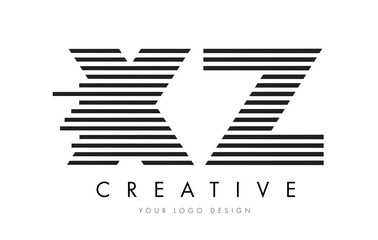 XZ X Z Zebra Letter Logo Design with Black and White Stripes