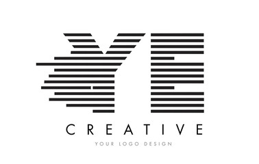 YE Y E Zebra Letter Logo Design with Black and White Stripes