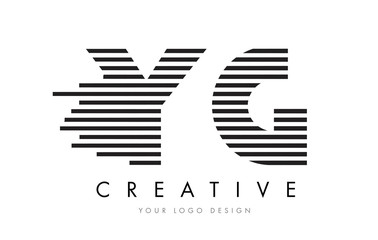YG Y G Zebra Letter Logo Design with Black and White Stripes