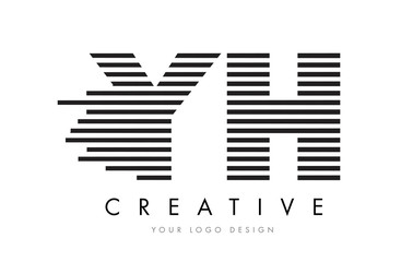 YH Y H Zebra Letter Logo Design with Black and White Stripes