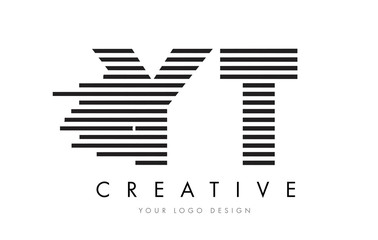 YT Y T Zebra Letter Logo Design with Black and White Stripes
