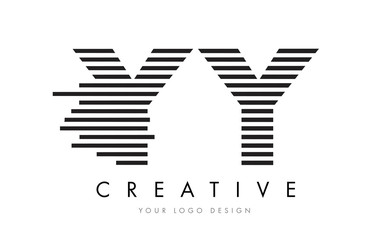 YY Y Zebra Letter Logo Design with Black and White Stripes