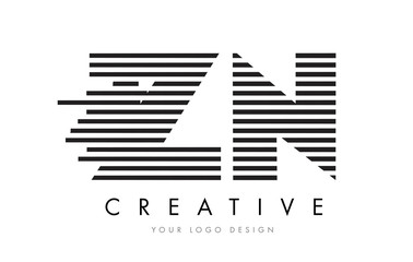 ZN Z N Zebra Letter Logo Design with Black and White Stripes