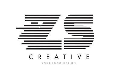 ZS Z S Zebra Letter Logo Design with Black and White Stripes