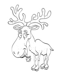 Cartoon image of reindeer. An artistic freehand picture.