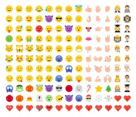 Abstract funny flat style emoticon set.