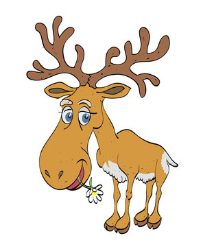 Cartoon image of reindeer. An artistic freehand picture.