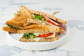 Homemade club sandwiches