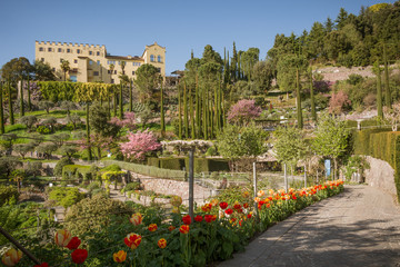 The Botanic Gardens of Trauttmansdorff Castle, Merano, south tyrol, Italy, - obrazy, fototapety, plakaty