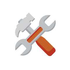 Hammer and wrench icon with long shadow