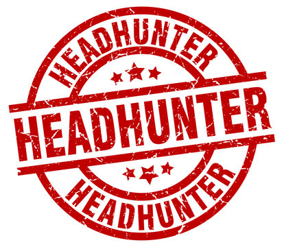 Headhunter Round Red Grunge Stamp