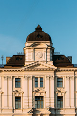 Fototapeta na wymiar Riga, Latvia. Close Up Facade Of Building Of Riga Regional Court