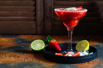 Fotobehang Strawberry margarita cocktail © happy_lark