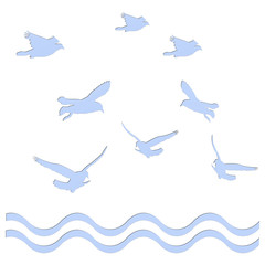 bird shape cutout paper. template for greeting card.