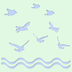 bird shape cutout paper. template for greeting card.