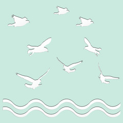 bird shape cutout paper. template for greeting card.