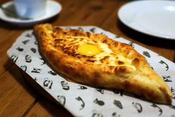 fresh khachapuri on the table