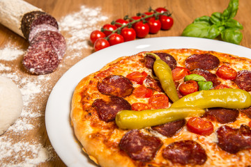 Rustic Pizza with ingredients