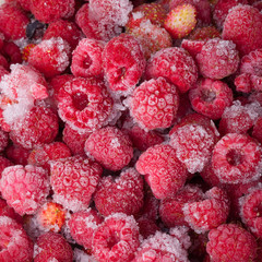 Many frozen berries for natural background. Selective focus