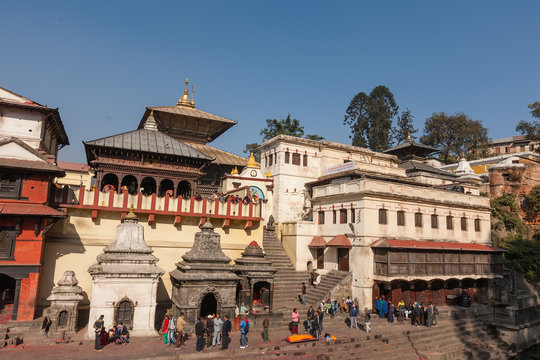 People pray in Pashupatinath temple in Kathmandu, Nepal
