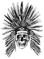 Fototapeta premium Skull in Native Americans headdress