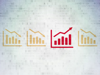 Business concept: growth graph icon on Digital Data Paper background