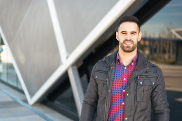 young american man smiling happy with sunglasses portrait outdoor