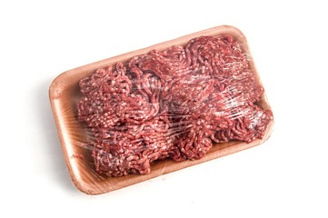 Beef mince, pork mince pictures, white background, pakette mince with gray background,

