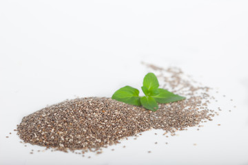  Heap of organic chia seeds rich in omega-3 fatty acids