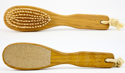 Front and back views of foot care brush. 